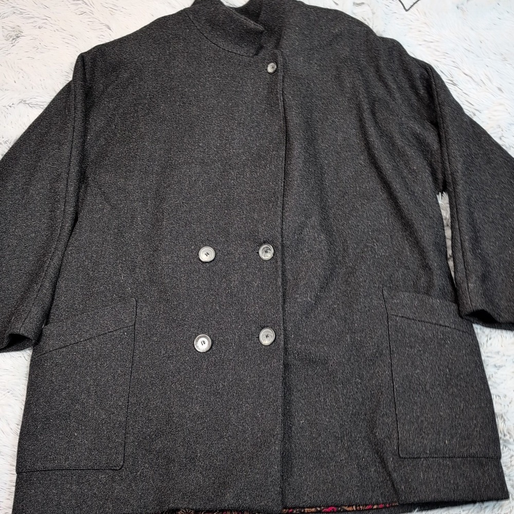 Vintage International Scene Jacket‎ Womens 18 Gray Wool Coat Pockets Cozy Warm